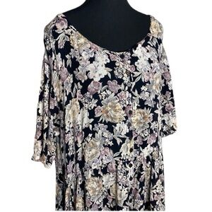 SAVANNAH Vintage Floral Oversized Maxi Dress Button Up Baggy Flowy Coastal Large